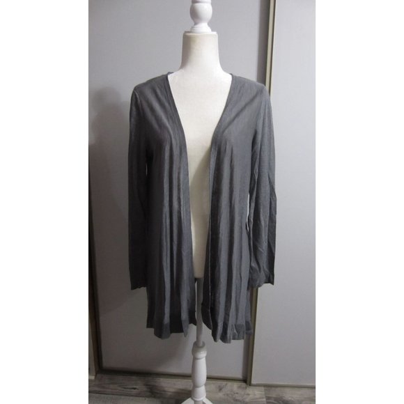 Tahari Grey Medium Linen Casual Open Cardigan - Picture 1 of 3
